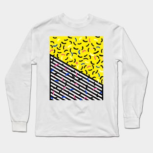 80s pop art 003 yellow, black and white stripes Long Sleeve T-Shirt